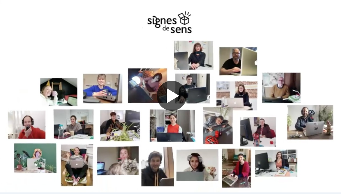 L'équipe de Signes de sens vous souhaite une belle année 2021. L'équipe de Signes de sens vous souhaite une belle année 2021. Photos des membres de l'équipe en télétravail.